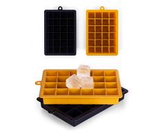 Blumtal - Bac À Glaçon (x2) - Moule Silicone 48 Glaçons - Accessoire Picnic Été - Cubes de 2,6 cm - Couleurs Noir Et Jaune