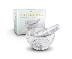 Pilon et mortier en marbre Blanc Classique par Silk Route Home