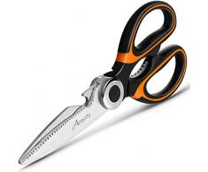 Ciseaux de cuisine très résistants, ciseaux de cuisine multi-usages en acier inoxydable, ciseaux de cuisine pour poulet, volaille, poisson, viande, légumes, herbes, barbecue, os, fleurs, noix Orange