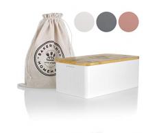 Lars NYSØM Boîte à Pain I Boite a Pain avec Sac en Lin pour Une fraîcheur Durable I Couvercle en Bambou de Haute qualité pouvant être utilisée comme Planche à découper I 33x19x12 cm