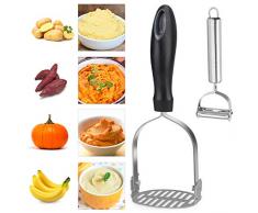 Fostoy Presse-Purée, Presse-Légumes Acier Inoxydable Manuel Presse Pommes de Terre Purée Pliable Ecrase Pomme