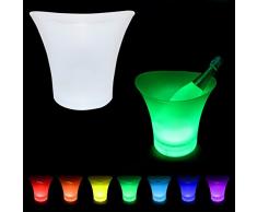 Seau à glace Lumieux de 5L LED multicoloré - Pour champagne, vin, boissons, bière - Pour bar par Teckcool