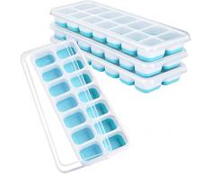 TOPELEK (4 Paquets Bac à glaçons en Silicone 14 Blocs Glaçons pour Whisky, Cocktails, Boissons, sans BPA, LFGB, Bleu