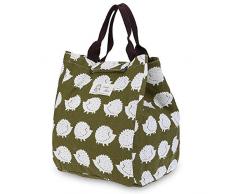 WAWJ 5 Déjeuner en Coton Isolé Panier de Déjeuner Soft Cooler Sac Réutilisable lunch bag isotherme enfant Femme (Hérisson Impression)