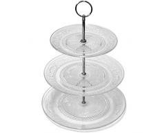 Présentoir à gâteaux en verre 3 niveaux - Ø 25/20/15 - Hauteur 33 cm