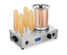 Royal Catering Machine à Hot Dog Professionnelle Appareil Hot Dog RCHW 2300 (Puissance 2 x 300 Watts, Température 0-95°C, Taille du cylindre 24 cm, Diamètre du cylindre 20 cm, 4 Fentes à toast)