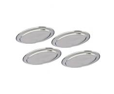 Kosma Premium Set de 4 Plateau ovale en acier inoxydable - Taille 25 cm plateau de service set | Rice Plate | plat de service | plateaux ovales durables