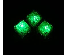 (Paquet de 12) Led Ice Cube Enter Liquid sallume automatiquement en vert, lampe LED étanche, pour seau à glace ou tour de champagne, bar, mariage