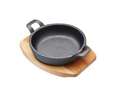 ArtesÃ avec induction Mini plat de service en fonte avec planche de bois, sÃ»r,16.5 x 12 x 3 CM