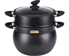 Klaus - Couscoussier / Cuit Vapeur 5.5 L Noir Pour Cuisiner Comme Sur De La Pierre 20 Cm De Diametre Tous Feux Dont Induction + Couvercle