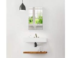 Relaxdays Armoire de Toilette Salle de Bain Placard Meuble Mural 1 Porte Acier 3 Tablettes, 56x40,5x12,5 cm, Blanc, Weiß