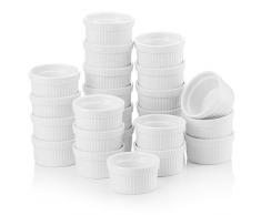 MALACASA 24pcs Bol à Sauce Ramequin Moule à Soufflé Pâtisserie Cupcakes Bols Porcelaine