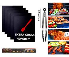 Tapis de Cuisson Barbecue, Tapis Barbecue Set, Non Stick Four en Téflon Tapis de Cuisson, Réutilisable, Nettoyage Facile et Anti-adhérent, Peut être coupé (5 pcs, 40 * 60 cm)
