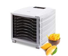 Déshydrateur dAliments BioChef Arizona 8 Plateaux en acier inoxydable - Minuterie, Porte Transparente, Plateaux amovibles, en Tritan sans BPA (Blanc)