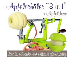 Made for us Éplucheur à pommes professionnel en aluminium avec vide-pomme et boîte à pomme Vert clair Manuel d’utilisation et 3 recettes allemandes (langue française non garantie)