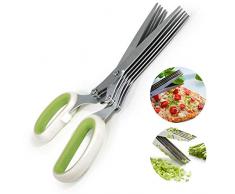 Space Home - Ciseaux de Cuisine Multi-Usages - Ciseaux à Herbes - 5 Lames - Vert