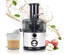 Duronic JE7C Centrifugeuse à jus de 800W pour fruits et légumes entiers - Large ouverture de 85 mm - Bec verseur anti-gouttes – Préparez vos jus fait-maison sans additifs, colorants ou sucre ajouté