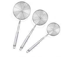 Cymax Lot de 3 Louche à égoutter Passoire avec poigné, trois taille 12cm, 16cm et 20cm