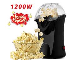 Hopekings Machine à Pop Corn 1200W, Air chaud sans huile avec Tasse à mesurer et Housse détachable, Noir