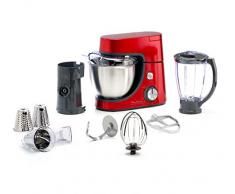 Moulinex QA512G10 Robot Pâtissier Masterchef Gourmet avec Blender Découpe-Légumes 8 Vitesses Pulse Pétrin Fouet Flex Batteur Électrique 1100W Cuisine Rouge