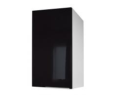 Berlioz Creations CP4HN Meuble Haut de Cuisine avec 1 Porte Noir Haute Brillance 40 cm