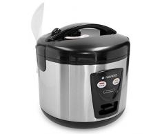 Navaris Cuiseur à Riz Vapeur 1,2L - Autocuiseur 500W 200V - Maintien au Chaud - Inclut Panier Vapeur Bol Mesureur et Cuillère - 6 Personnes Max