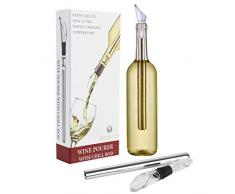 Vicloon Rafraîchisseur à Vin Bâton Avec Aérateur et Bec Verseur Anti-Goutte,Refroidisseur de Bouteille en Acier Inoxydable