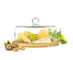 Sendez Cloche à Fromage en Verre avec Planche à découper 28 cm