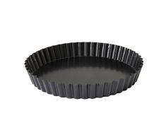 Crealys 507711 Moule à Tarte, Acier, Noir, 25 x 25 x 3,5 cm