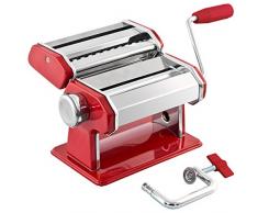 machine à pâtes bremermann inox/métal rouge - pour spaghettis, pâtes et lasagnes (7 positions), machine à pâtes, pasta maker