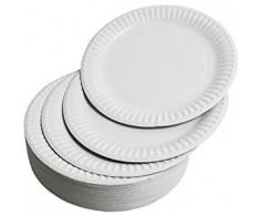 REAL ACCESSORIES® Lot de 100 assiettes en carton jetables de 100 à 23 cm - Assiettes jetables solides et durables - Peuvent être utilisées pour les aliments chauds ou froids au micro-ondes