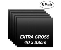IREGRO Tapis de Cuisson Tapis Cuisson Grill Pad, réutilisable Anti-adhérent téflon Cuisson Mat FDA et LFGB approuvé Parfait pour Charbon de Bois, électrique et Barbecue au gaz (6 PCS)