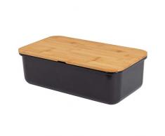 Mack Grande boîte à Pain en mélamine avec Couvercle en Bambou comme Planche à découper Dimensions 37,5 x21x13cm en Couleur Noire