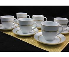 Topkapi Victoria TK -990 - 12 pièces service à café avec décor Or, 200 ml, tasses et soucoupes en porcelaine