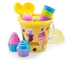 Top Race Beach Lot de 14 moules à glace et gâteaux avec grand seau à glace de 22,9 cm, jaune ou bleu