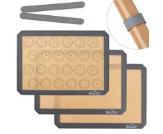 Whaline Lot de 3 tapis de cuisson en silicone, antidérapants, lavables, réutilisables, résistants à la chaleur, sans bisphénol A, 41 x 29 cm