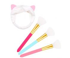 SUSSURRO 3 Pcs Silicone Brosse de Pinceau à et 1 Pièces Bandeau Cheveux Maquillage Avec Chat Oreille Pour Le Visage De Lavage