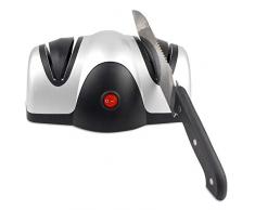 Todeco - Aiguiseur Electrique de Couteau, Aiguisoir à Deux Niveaux - Matériau: Plastique ABS - Puissance: 40 W - Noir/Argent