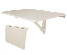 SoBuy® FWT01-W Table murale rabattables, Table de cuisine pliante, Table à rabat pour enfant pliable (L x P: 75cm x 60cm - 1 chambrière- Rectangulaire, Blanc)