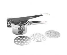 Presse-Purée à Pommes de Terre - Acier Inoxydable, 3 Disques Interchangeables - Presse à Patates Manuelle, Idéal pour Fruits, Légumes, Aliments pour bébés, Facile à Nettoyer