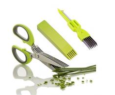 Jumbo Sky Ciseaux à Herbes,Ciseaux de 5 Lames Ciseaux Fines Herbes pour Fines Herbes Aromatiques Equipé de Peigne Nettoyage