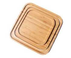 Fablcrew 1Pcs Plateau de Service Carré en Bambou Plateau à Repas Carré en Bois Plat de Service pour Desserts Pâtissiries Nourriture Thé Café Fruits