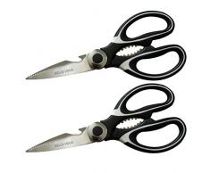 Ensemble de Ciseaux de Cuisine Robustes (Lot de 2) - Ciseaux Polyvalents avec Lames en Acier Inoxydable pour la Découpe de Volailles, Poisson, Légumes et Plus Encore