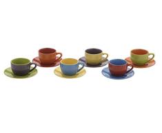 Bia DRH Collection Service Ã cafÃ© avec 6 Tasses et soucoupes Couleurs Assorties