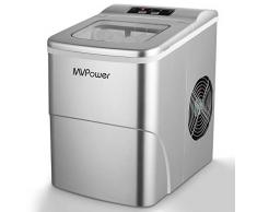MVPOWER Machine à Glaçons, Machine a Glace Acier Inoxydable Faible bruit avec Réservoir 2L, 9 Glaçons par 6-10 Min, Affichage-LCD, 95W