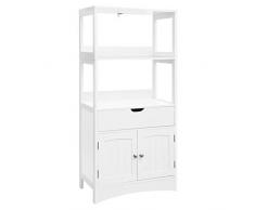 VASAGLE Meuble de Rangement, avec Tiroir, 2 Étagères Ouvertes, Double Porte, Meuble de Salle de Bain, Meuble d’entrée Cuisine Salon, Blanc, BBC64WT