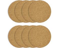 com-four® 8x dessous de plat rond en liège, Ø 19.5 x 0.5 cm, soucoupe pour casseroles et poêles, résistant à la chaleur, très bonne qualité (Ensemble1-19,5 x 0,5 cm - 8 pièces)