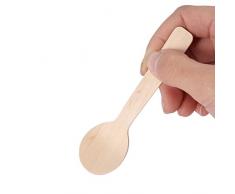 100Pcs Cuillères en Bois Jetables Mini Cuisine Cuillères À Dessert À La Crème Glacée 10Cm Couverts Couverts Bupplies