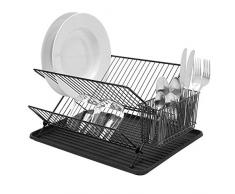 Simplywire Égouttoir à vaisselle pliable et durable avec panier à couverts Noir