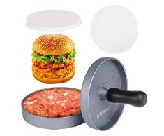 Gwhole Presse à Burger Steak Haché + 100 Disques de Cire - Diamètre 11.5cm Antiadhésif en Aluminium
